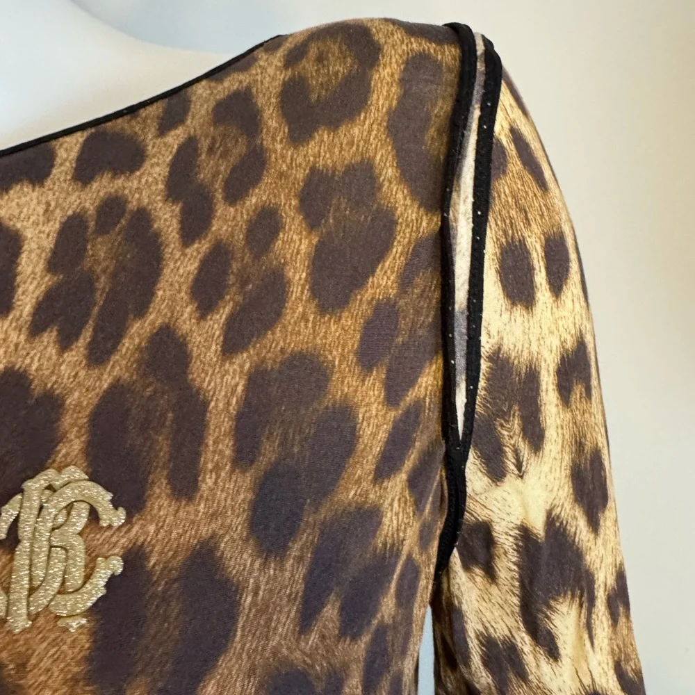 Roberto Cavalli Leopard Print Long Sleeve T shirt - Picture 4 of 6